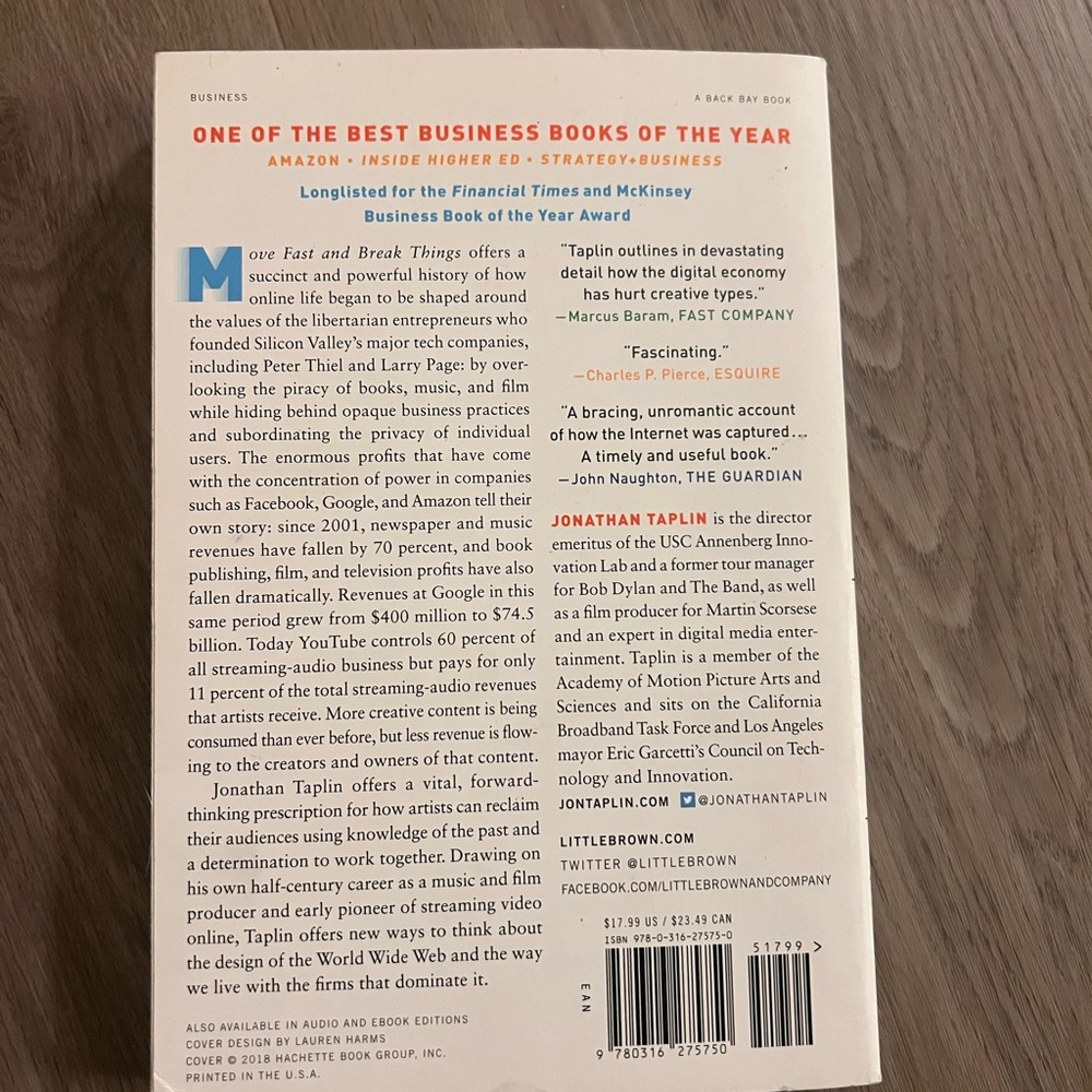 move fast and break things by jonathan taplin got it for school, never used it - Picture 3 of 3